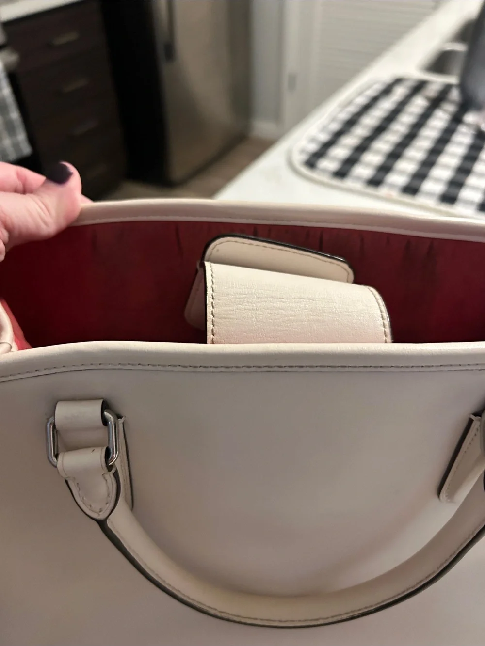 Coach Cream Satchel with Pink and Green Floral Panels
